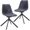 LeisureMod Leather Dining Chair with 360-Degree Swivel And Powder-Coated Iron Legs