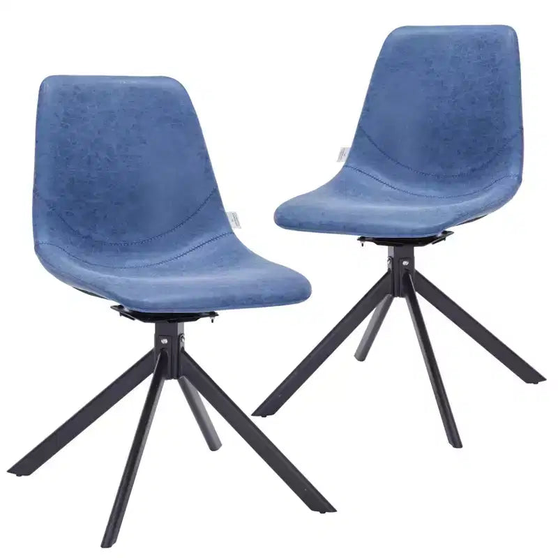 Chaise de salle à manger en cuir LeisureMod avec pivotement à 360 degrés et pieds en fer thermolaqué