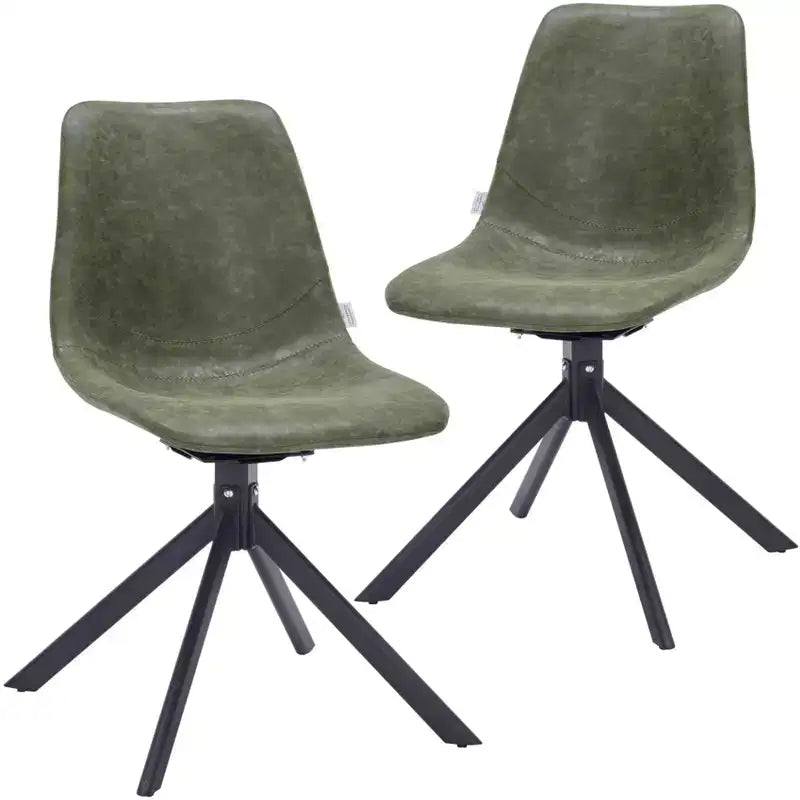 Chaise de salle à manger en cuir LeisureMod avec pivotement à 360 degrés et pieds en fer thermolaqué