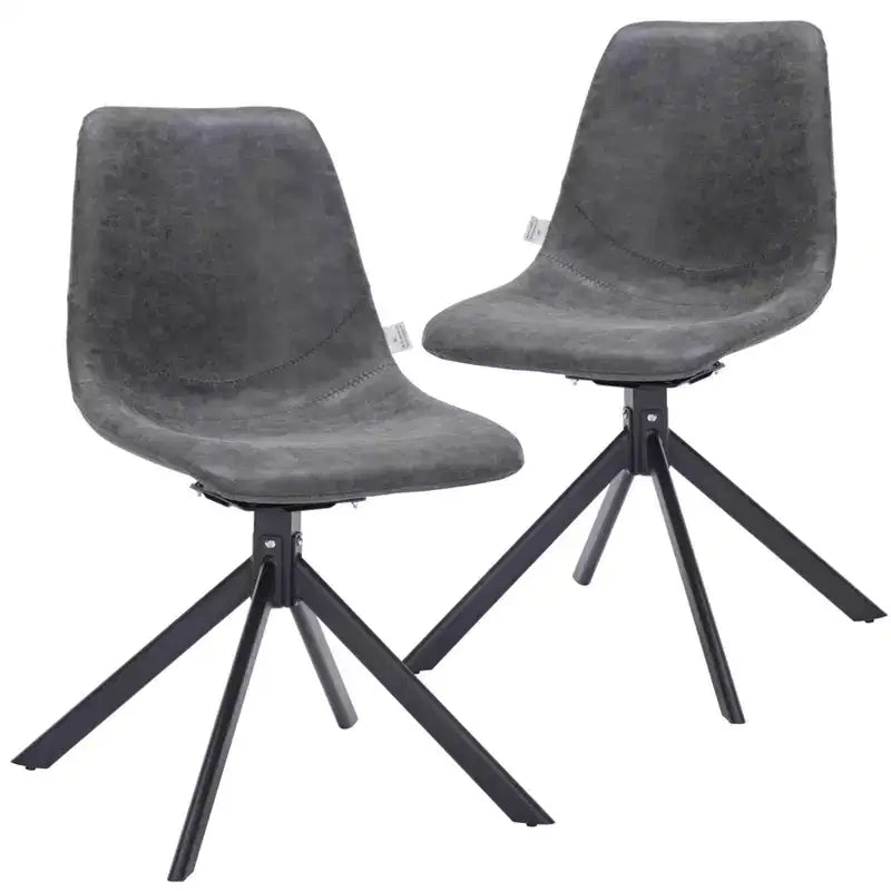 Chaise de salle à manger en cuir LeisureMod avec pivotement à 360 degrés et pieds en fer thermolaqué