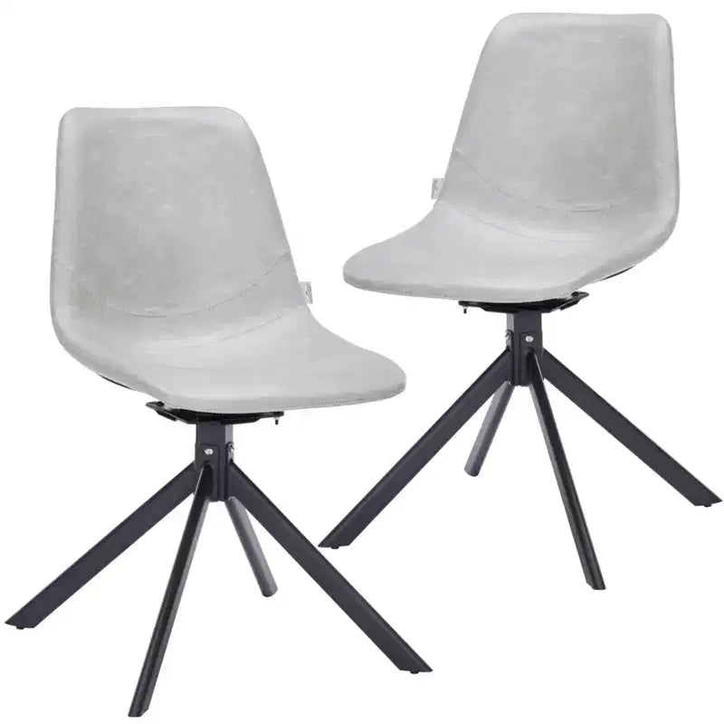 Chaise de salle à manger en cuir LeisureMod avec pivotement à 360 degrés et pieds en fer thermolaqué