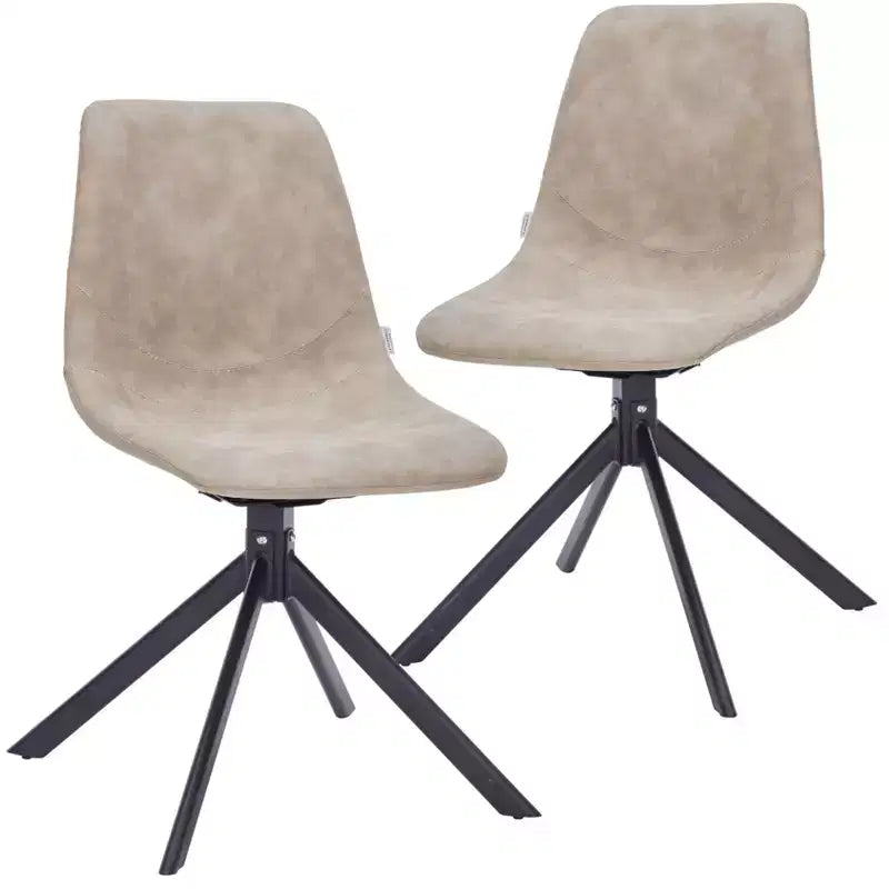 Chaise de salle à manger en cuir LeisureMod avec pivotement à 360 degrés et pieds en fer thermolaqué