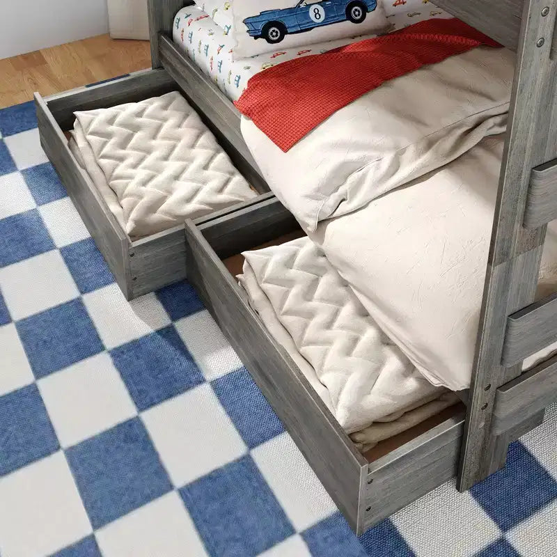 Letto a Castello Moderno Stile Fattoria una Piazza e Mezza con Scalinata e Cassetti Contenitore
