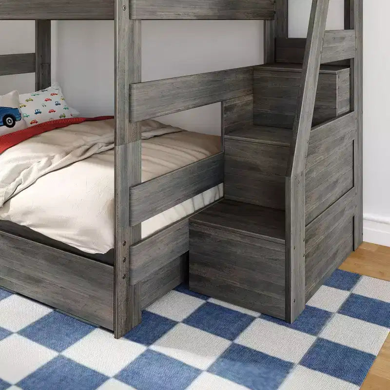 Letto a Castello Moderno Stile Fattoria una Piazza e Mezza con Scalinata e Cassetti Contenitore
