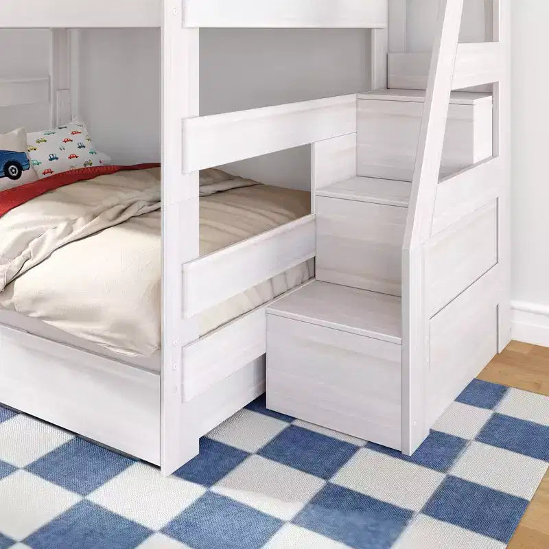 Letto a Castello Moderno Stile Fattoria una Piazza e Mezza con Scalinata e Cassetti Contenitore