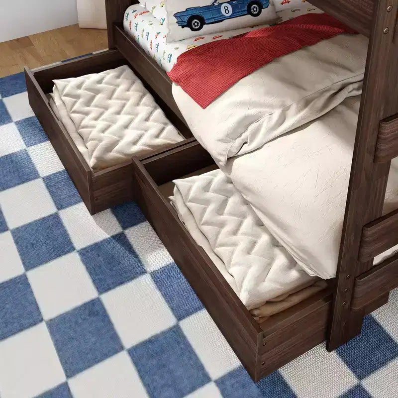 Letto a Castello Moderno Stile Fattoria una Piazza e Mezza con Scalinata e Cassetti Contenitore