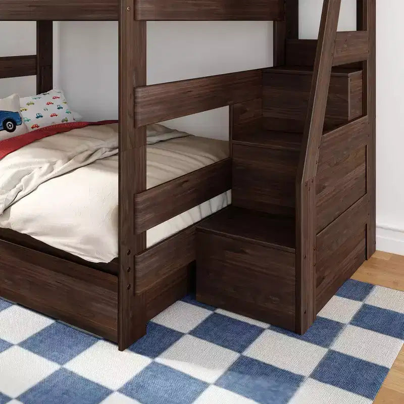 Letto a Castello Moderno Stile Fattoria una Piazza e Mezza con Scalinata e Cassetti Contenitore