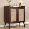 JVNOXK Sideboard Buffet Cabinet with Storage, Bar Liquor Cabinet with Rattan Decorated Doors,Hallway,Walnut