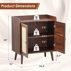 Madia Credenza JVNOXK con Contenitore, Mobile Bar per Liquori con Ante in Rattan, Ingresso, Noce
