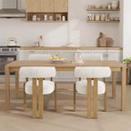 Sedie moderne da sala da pranzo in tessuto Bouclé, set da 2, sedie da pranzo imbottite con gambe in legno di caucciù e schienale ergonomico curvo per sala da pranzo o soggiorno