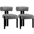 Modern Boucle Dining Room Chairs Set of 2, Upholstered Dining Chairs with Rubber Wood Legs and Ergonomic Curved Back for Dining Room or Living Room