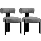 Modern Boucle Dining Room Chairs Set of 2, Upholstered Dining Chairs with Rubber Wood Legs and Ergonomic Curved Back for Dining Room or Living Room