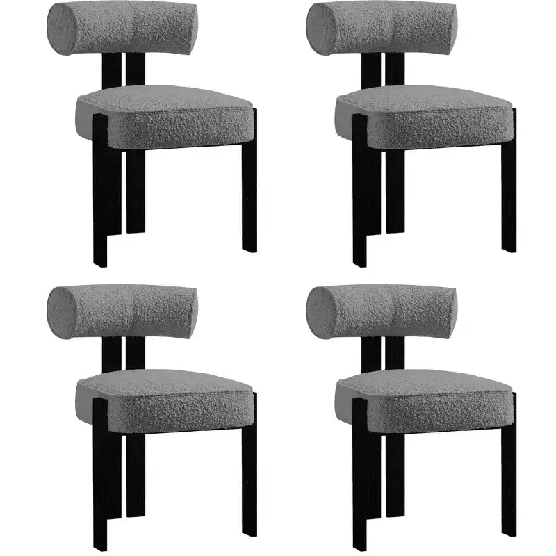 Lot de 2 chaises de salle à manger modernes en bouclette, chaises de salle à manger rembourrées avec pieds en bois d'hévéa et dossier incurvé ergonomique pour salle à manger ou salon