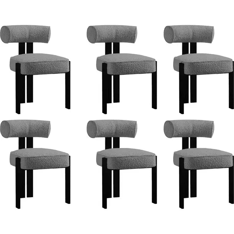 Lot de 2 chaises de salle à manger modernes en bouclette, chaises de salle à manger rembourrées avec pieds en bois d'hévéa et dossier incurvé ergonomique pour salle à manger ou salon