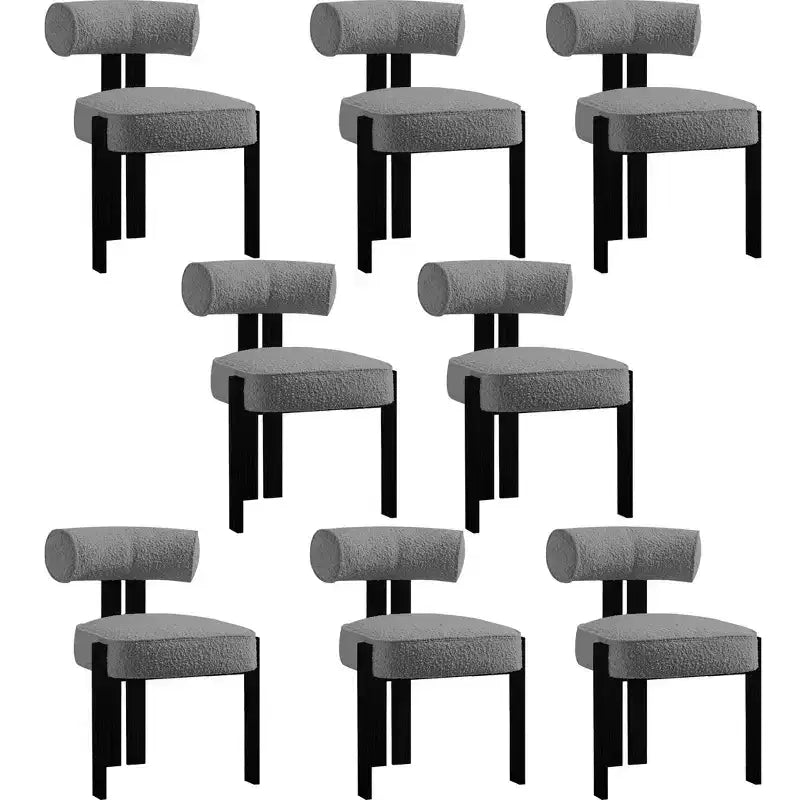 Lot de 2 chaises de salle à manger modernes en bouclette, chaises de salle à manger rembourrées avec pieds en bois d'hévéa et dossier incurvé ergonomique pour salle à manger ou salon