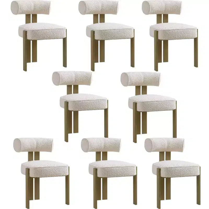 Lot de 2 chaises de salle à manger modernes en bouclette, chaises de salle à manger rembourrées avec pieds en bois d'hévéa et dossier incurvé ergonomique pour salle à manger ou salon