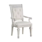 Royal Hampton Dining Armchair Set of 2, Solid Wood, Ivory Button Tufted Fabric