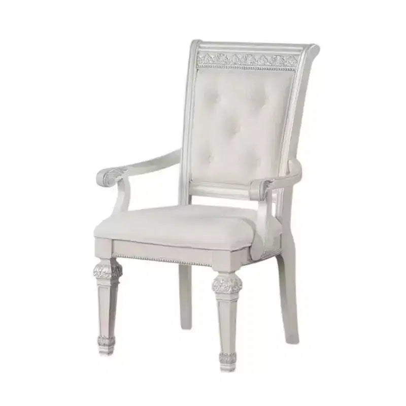 Set di 2 sedie da pranzo Royal Hampton, in legno massello, con tessuto capitonné avorio