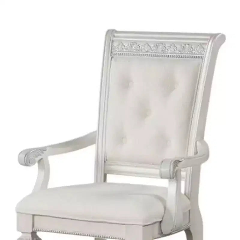 Set di 2 sedie da pranzo Royal Hampton, in legno massello, con tessuto capitonné avorio