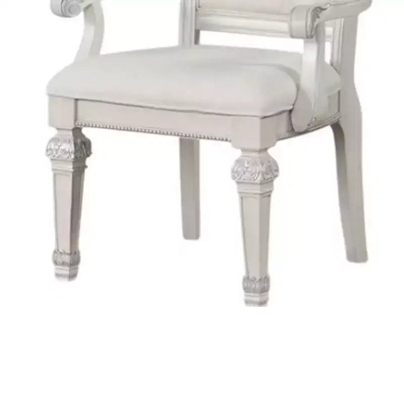 Set di 2 sedie da pranzo Royal Hampton, in legno massello, con tessuto capitonné avorio