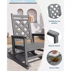 Sedia a Dondolo da Esterno, Sedia a Dondolo da Giardino in HDPE Resistente alle Intemperie con Texture Legno e Supporto da 172 kg per Terrazza, Piscina, Cortile