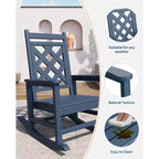 Sedia a Dondolo da Esterno, Sedia a Dondolo da Giardino in HDPE Resistente alle Intemperie con Texture Legno e Supporto da 172 kg per Terrazza, Piscina, Cortile