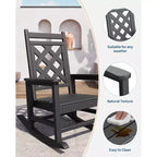 Sedia a Dondolo da Esterno, Sedia a Dondolo da Giardino in HDPE Resistente alle Intemperie con Texture Legno e Supporto da 172 kg per Terrazza, Piscina, Cortile