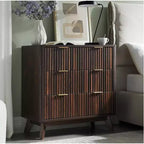 COZONY Modern Nightstands Set of 2, Fluted Bedside Tables with Faux Marble Top and 3 Drawers for Bedroom and Living Room