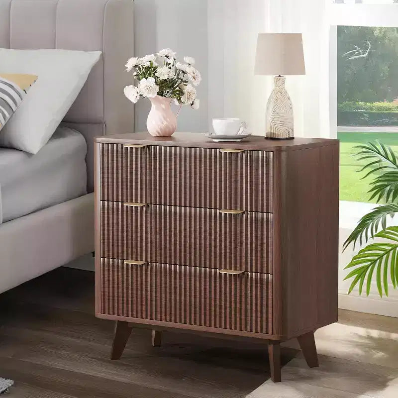COZONY Tables de chevet modernes (lot de 2), tables d'appoint cannelées avec plateau en faux marbre et 3 tiroirs pour chambre et salon