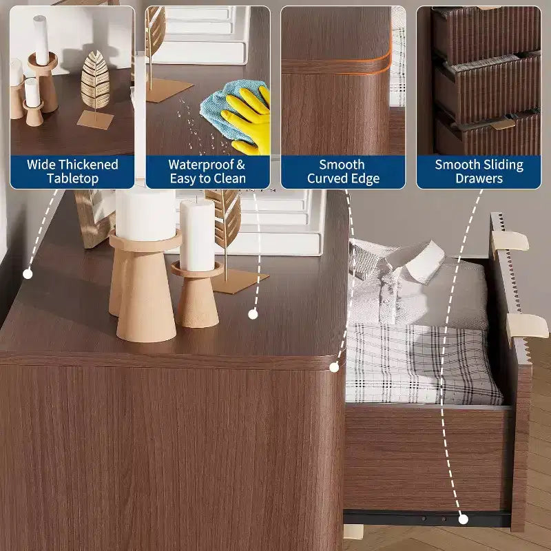 COZONY Tables de chevet modernes (lot de 2), tables d'appoint cannelées avec plateau en faux marbre et 3 tiroirs pour chambre et salon