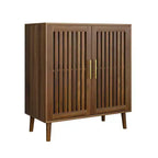 Homy Casa Armadietto contenitore moderno a 2 ante con listelli in MDF e truciolato, Credenza per soggiorno e ingresso, Noce