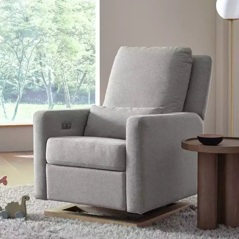 Fauteuil inclinable et planeur électronique Babyletto Sigi avec port USB | Base en bois clair