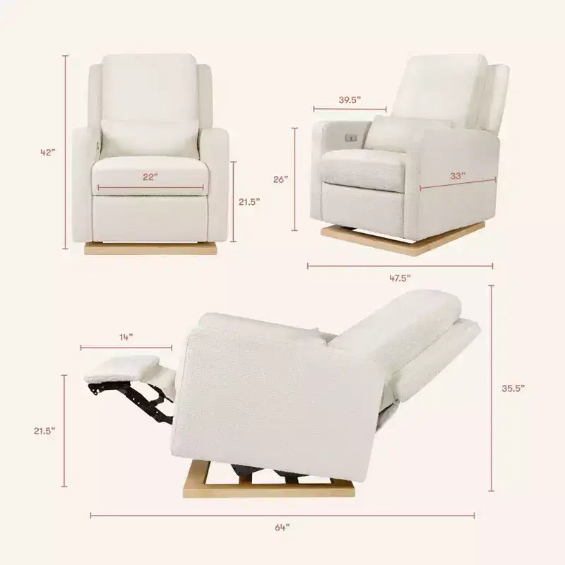 Fauteuil inclinable et planeur électronique Babyletto Sigi avec port USB | Base en bois clair