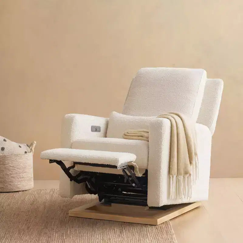 Fauteuil inclinable et planeur électronique Babyletto Sigi avec port USB | Base en bois clair