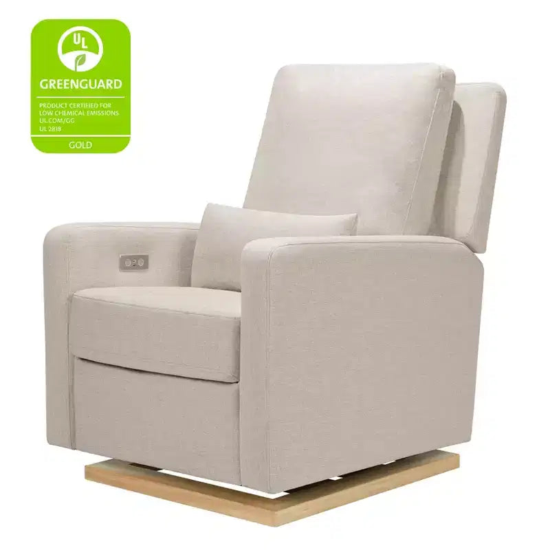 Fauteuil inclinable et planeur électronique Babyletto Sigi avec port USB | Base en bois clair