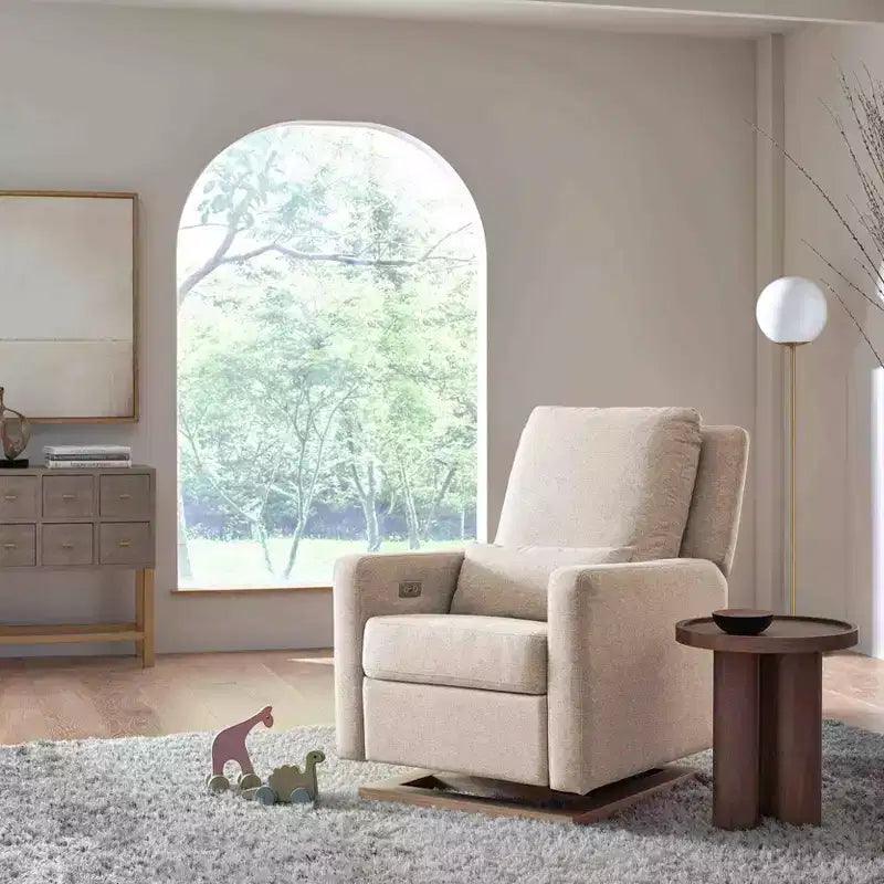 Fauteuil inclinable et planeur électronique Babyletto Sigi avec port USB | Base en bois clair