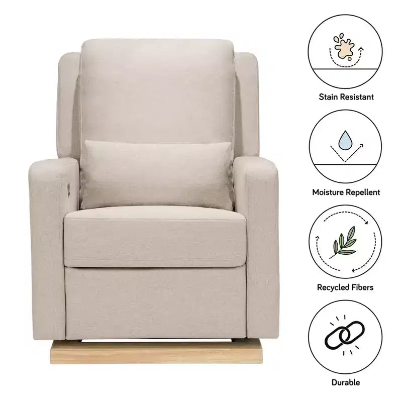 Fauteuil inclinable et planeur électronique Babyletto Sigi avec port USB | Base en bois clair