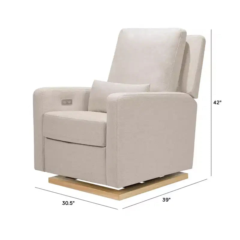 Fauteuil inclinable et planeur électronique Babyletto Sigi avec port USB | Base en bois clair