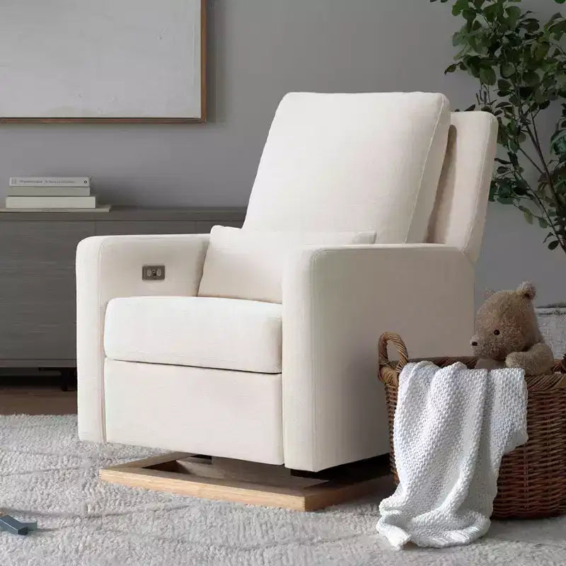 Fauteuil inclinable et planeur électronique Babyletto Sigi avec port USB | Base en bois clair