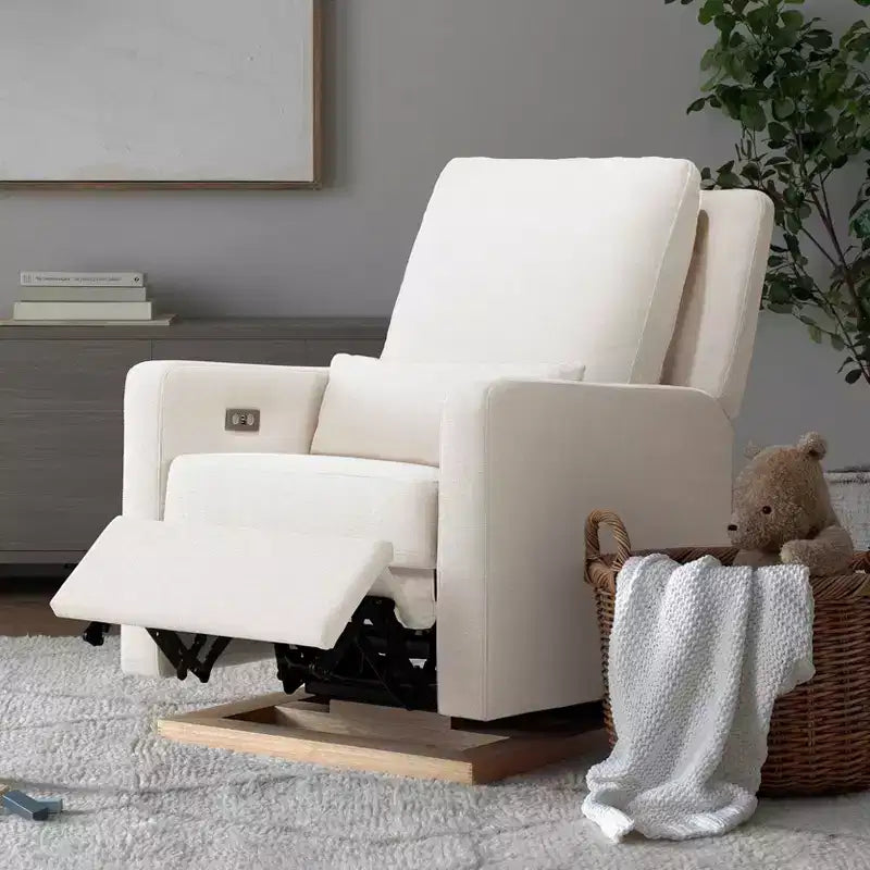 Fauteuil inclinable et planeur électronique Babyletto Sigi avec port USB | Base en bois clair