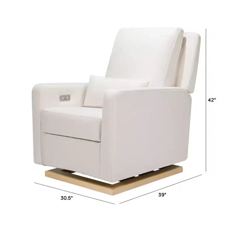 Fauteuil inclinable et planeur électronique Babyletto Sigi avec port USB | Base en bois clair