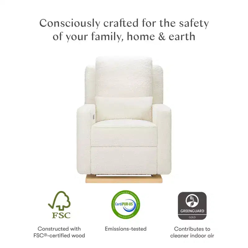Fauteuil inclinable et planeur électronique Babyletto Sigi avec port USB | Base en bois clair