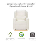 Fauteuil inclinable et planeur électronique Babyletto Sigi avec port USB | Base en bois clair