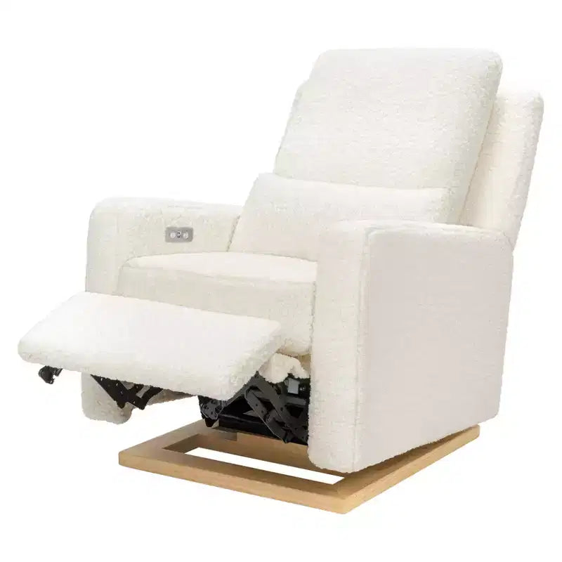 Fauteuil inclinable et planeur électronique Babyletto Sigi avec port USB | Base en bois clair