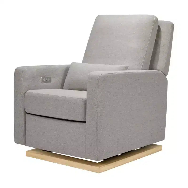 Poltrona reclinabile e a dondolo elettronica Babyletto Sigi con porta USB | Base in legno chiaro