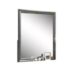 Specchio da comò Royal Hampton, grigio scuro, cornice quadrata in legno massello da 38 pollici
