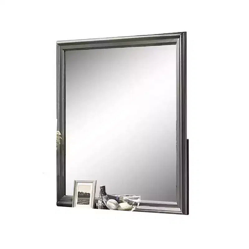 Specchio da comò Royal Hampton, grigio scuro, cornice quadrata in legno massello da 38 pollici