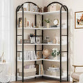 68.5Industrial Wooden Bookshelf with Metal Frame, 5-Tier Reversible Corner Bookcase, Open Storage Organizer for Living Room, Bedroom, Home Office