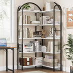 68.5'' Étagère Industrielle en Bois avec Cadre Métallique, Bibliothèque d'Angle Réversible à 5 Niveaux, Organisateur de Rangement Ouvert pour Salon, Chambre, Bureau à Domicile