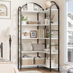 68.5'' Étagère Industrielle en Bois avec Cadre Métallique, Bibliothèque d'Angle Réversible à 5 Niveaux, Organisateur de Rangement Ouvert pour Salon, Chambre, Bureau à Domicile